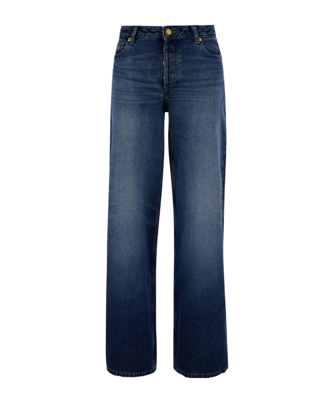 Apc A.p.c. Elisabeth' Blue Straight Jeans With Branded Button In Denim In Blue