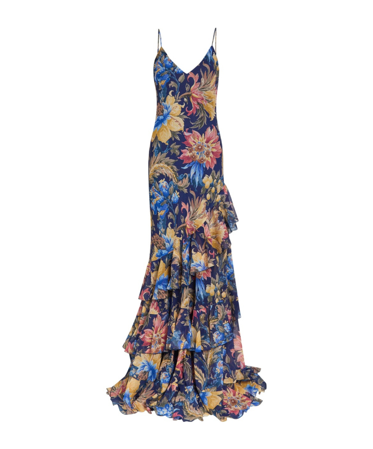 Etro Floral-print Chiffon Maxi Dress In Blue