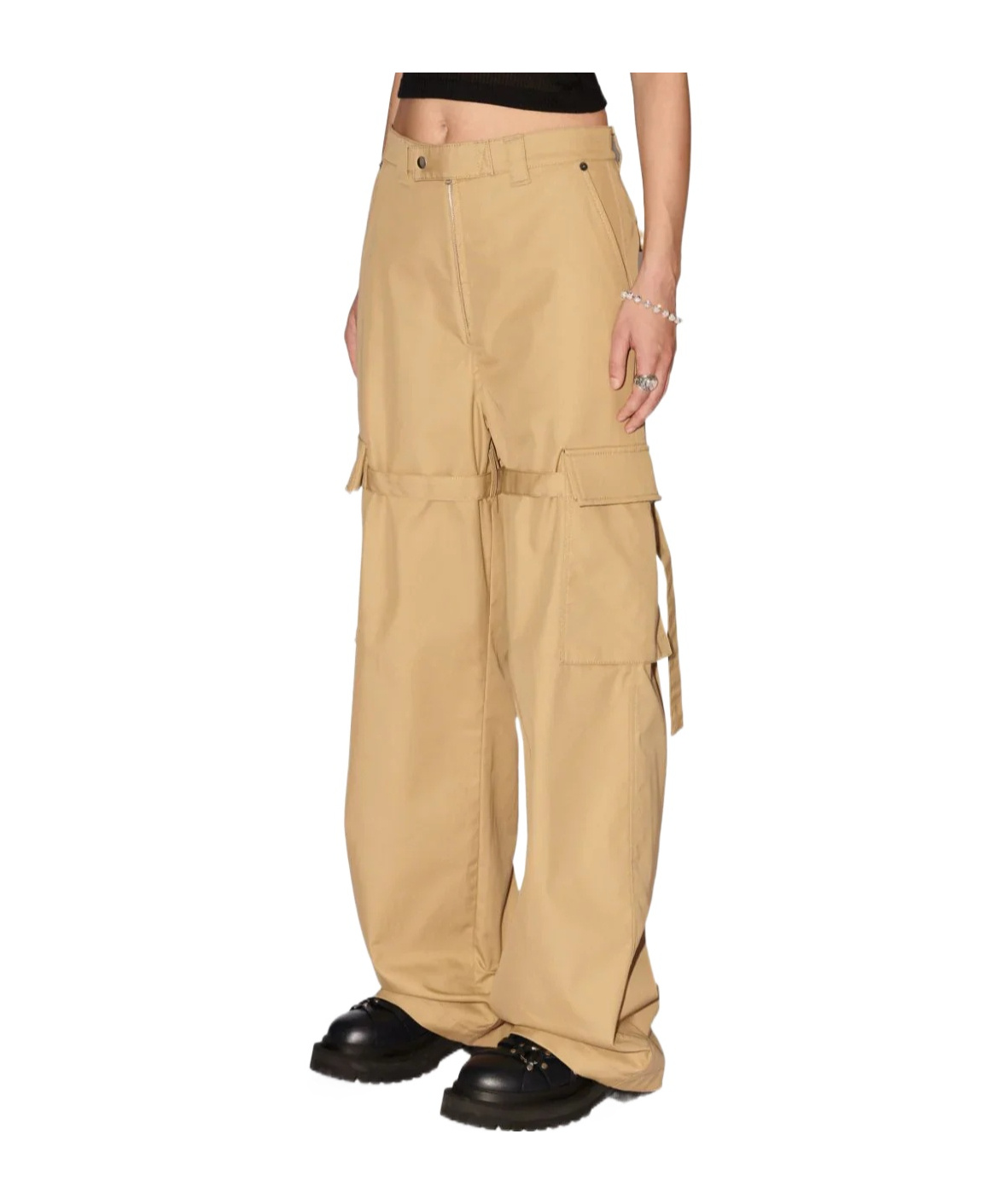 Shop Ambush Straight-leg Cotton Cargo Trousers In Nude