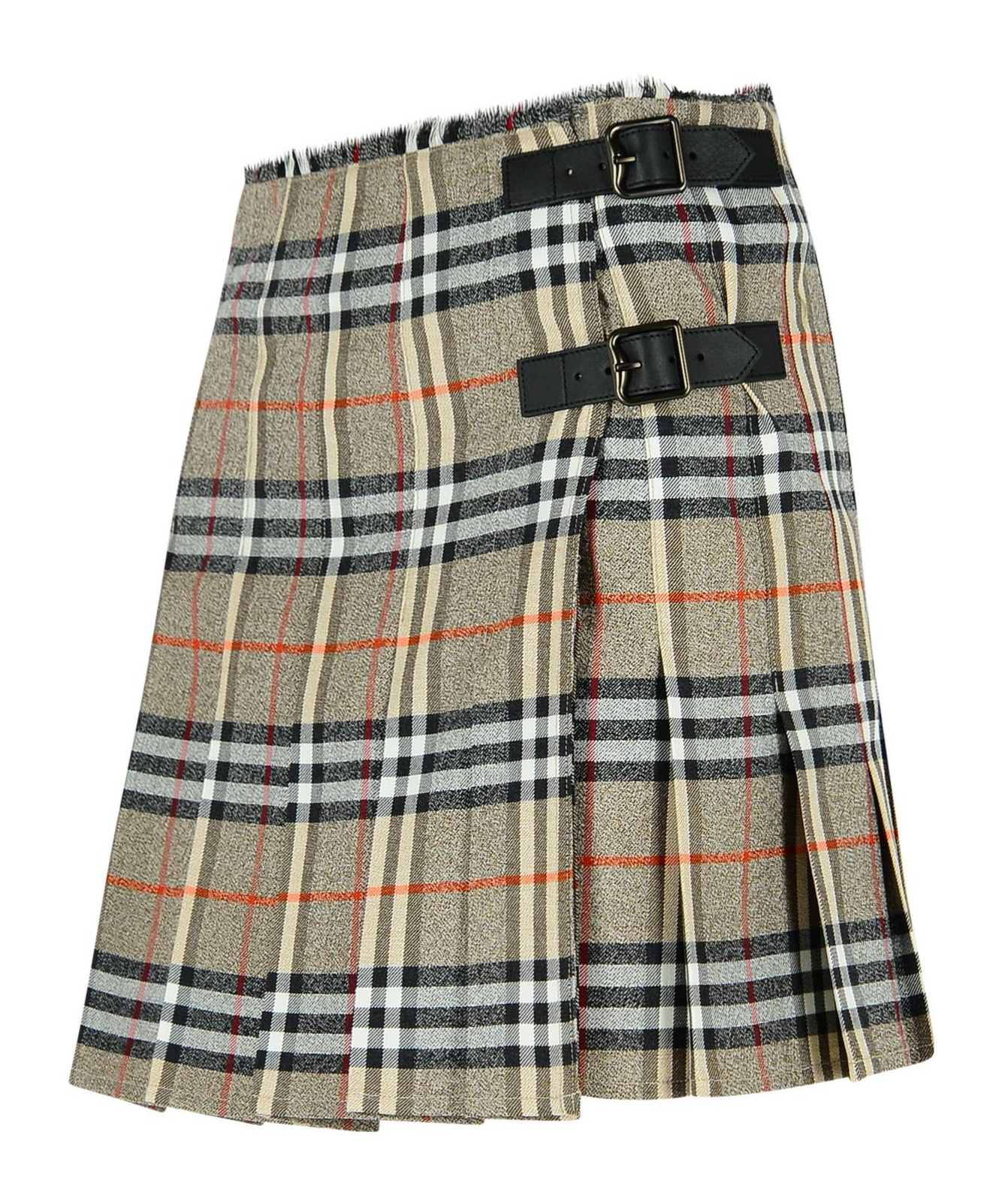 Burberry Womens Check-print Pleated Wool Mini Skirt Crater Dk Charcoal C In Gray