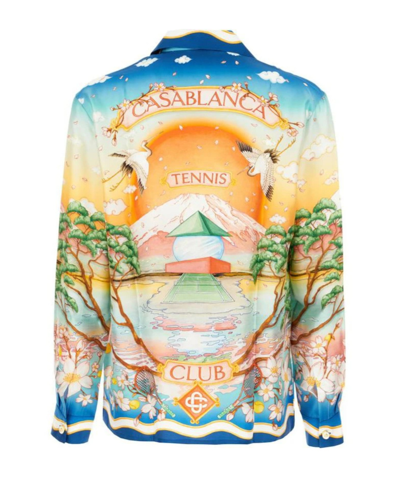 Casablanca Tennis Club Convertible-collar Printed Silk-twill Shirt In Multi