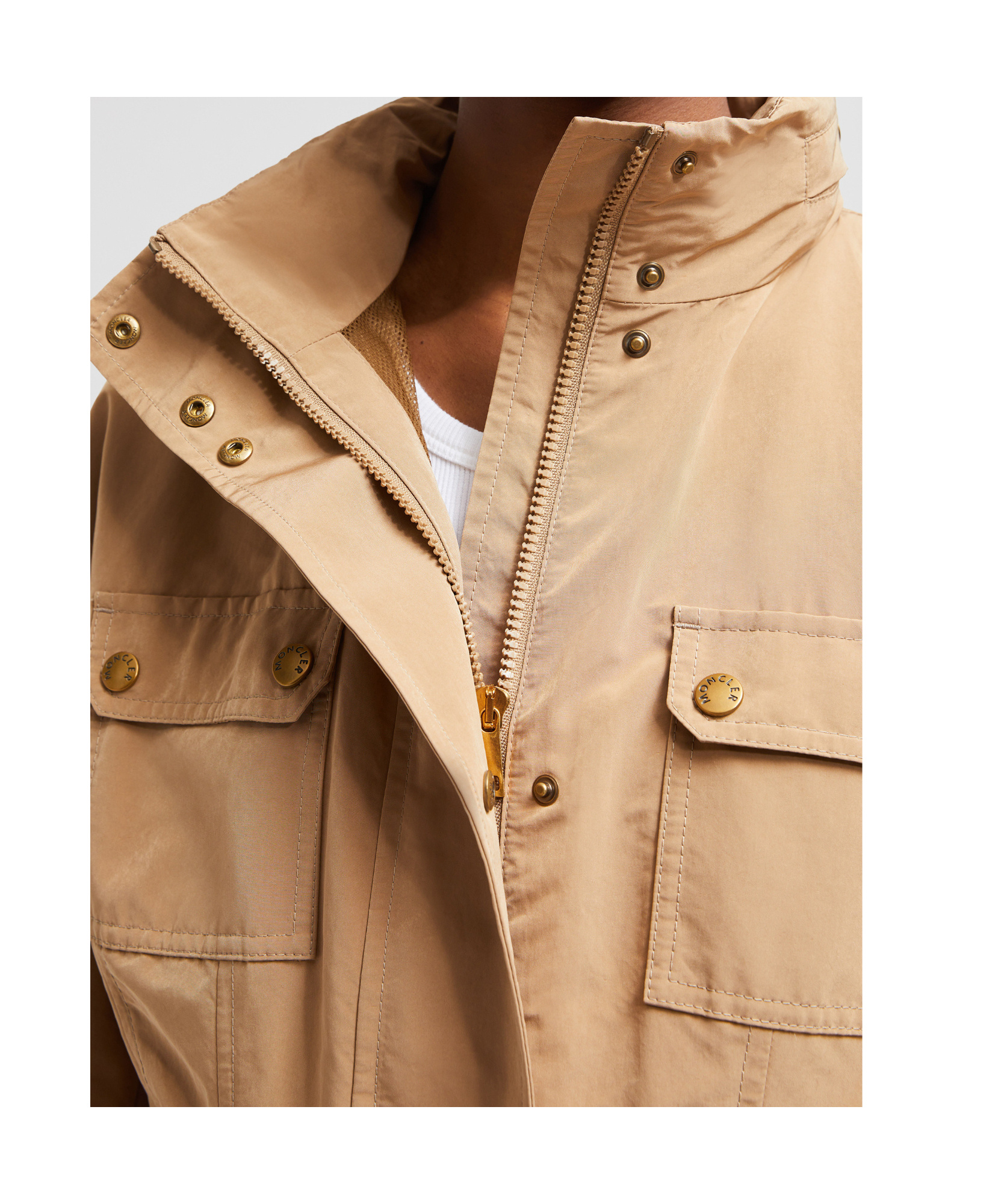 Moncler Seven-quarter Sleeve Parka Coat In Brown