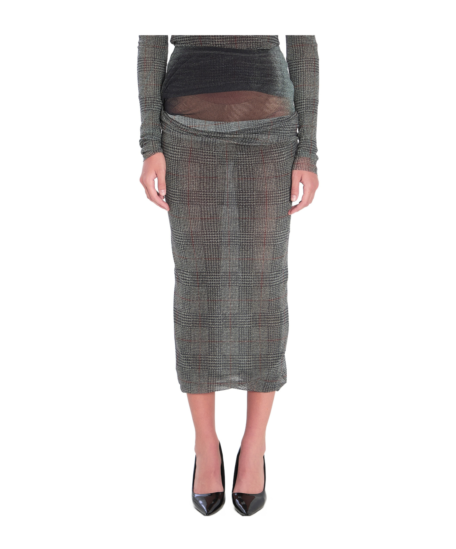 Jean Paul Gaultier Body Shadow And Prince Of Wales Skirt In Gray