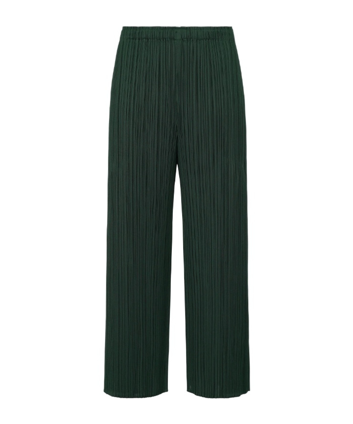 Issey Miyake Pleated Cropped Trousers In Green