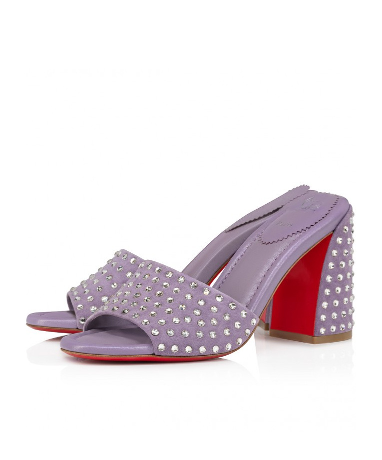 Shop Christian Louboutin Crystal Embellished Muller Shoes In Purple
