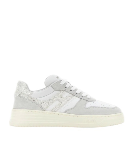 Shop Hogan Leather Sneakers In White