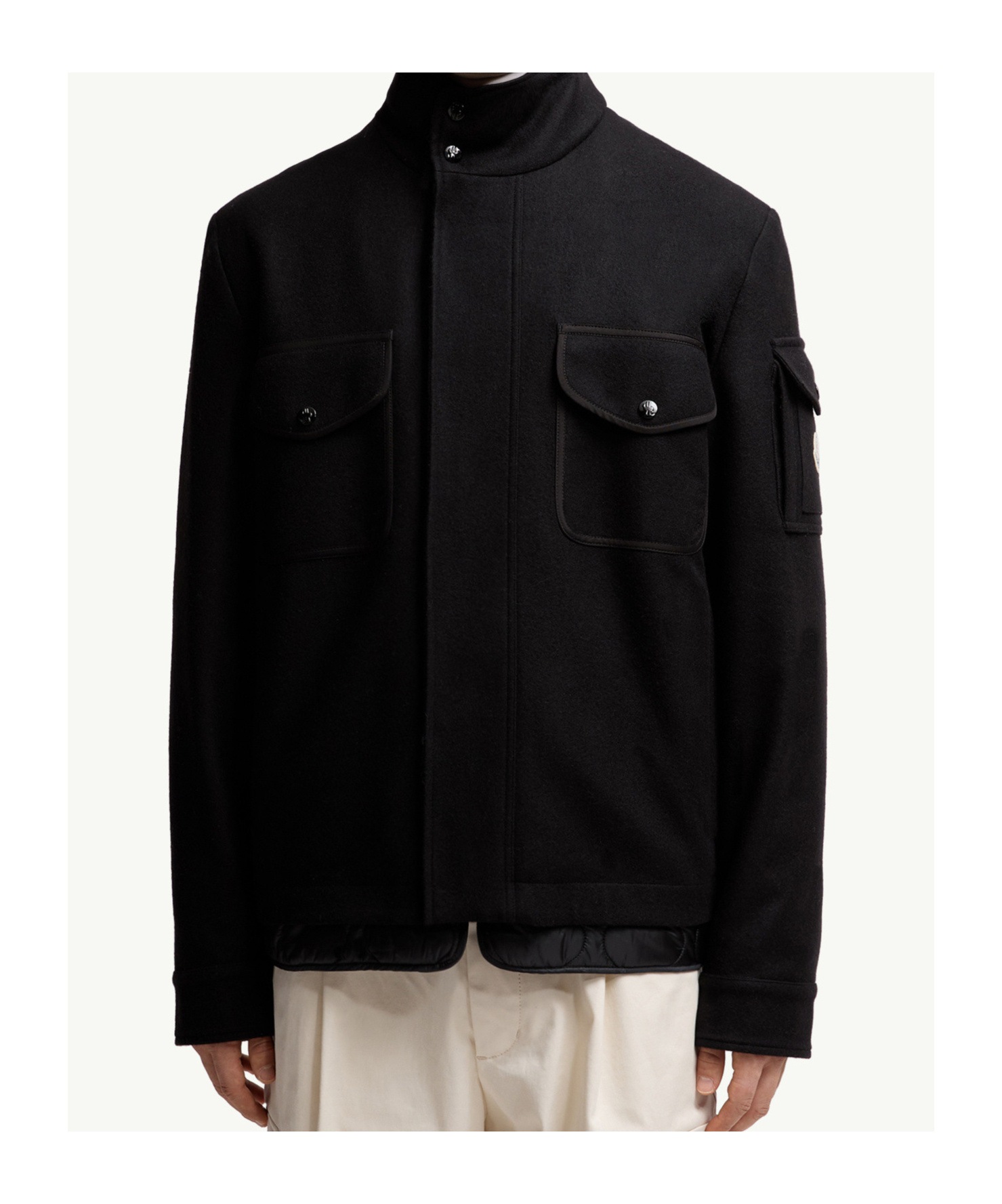 Moncler Avoine Panelled Wool And Shell Jacket In Black