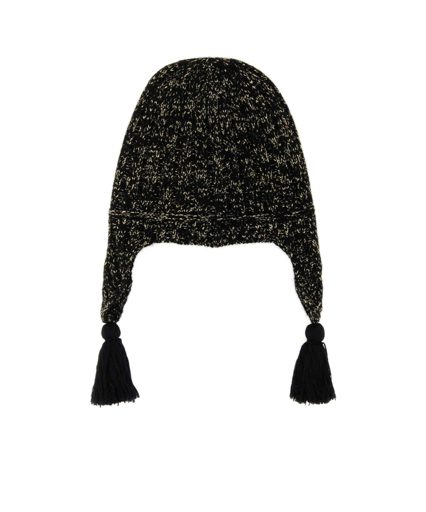 Valentino Wool Blend Beanie With Knit Texture And Tassel Embellishments In Black