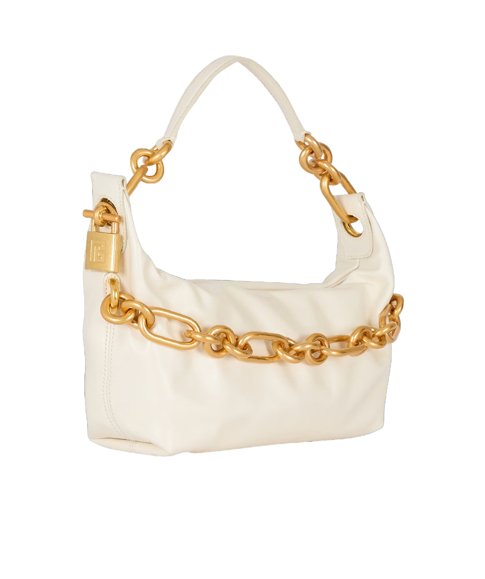 Balmain Medium Sync Leather Shoulder Bag In Sand