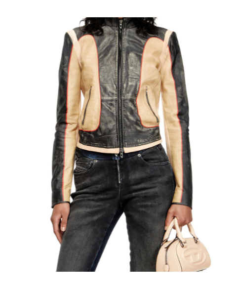 Diesel L-oonie Panelled Leather Jacket In Multi