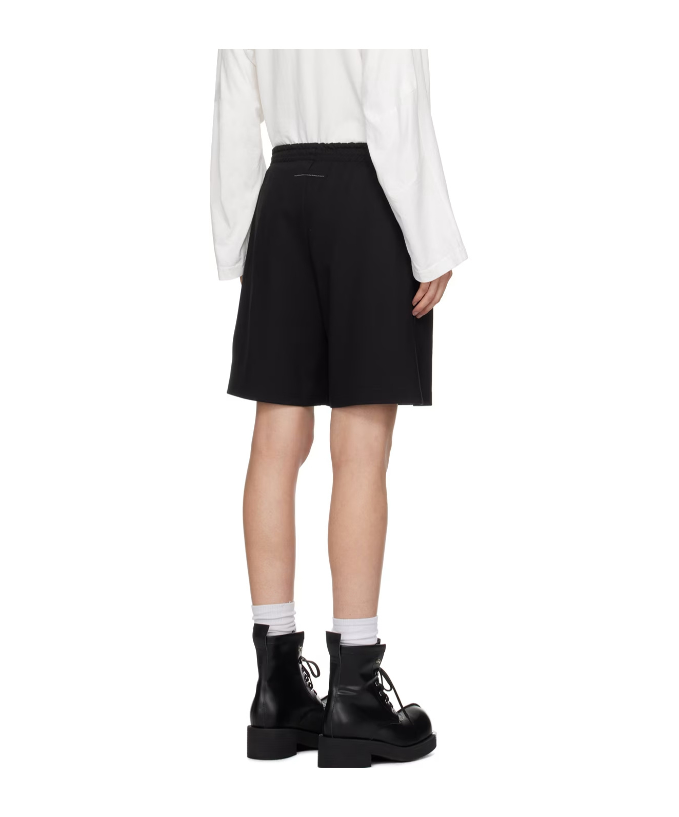 Shop Mm6 Maison Margiela Plain Knitted Pleated Shorts In Black