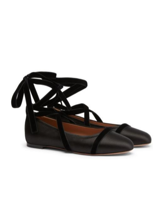 Shop Malone Souliers Round Head Ballet Shoes In Black