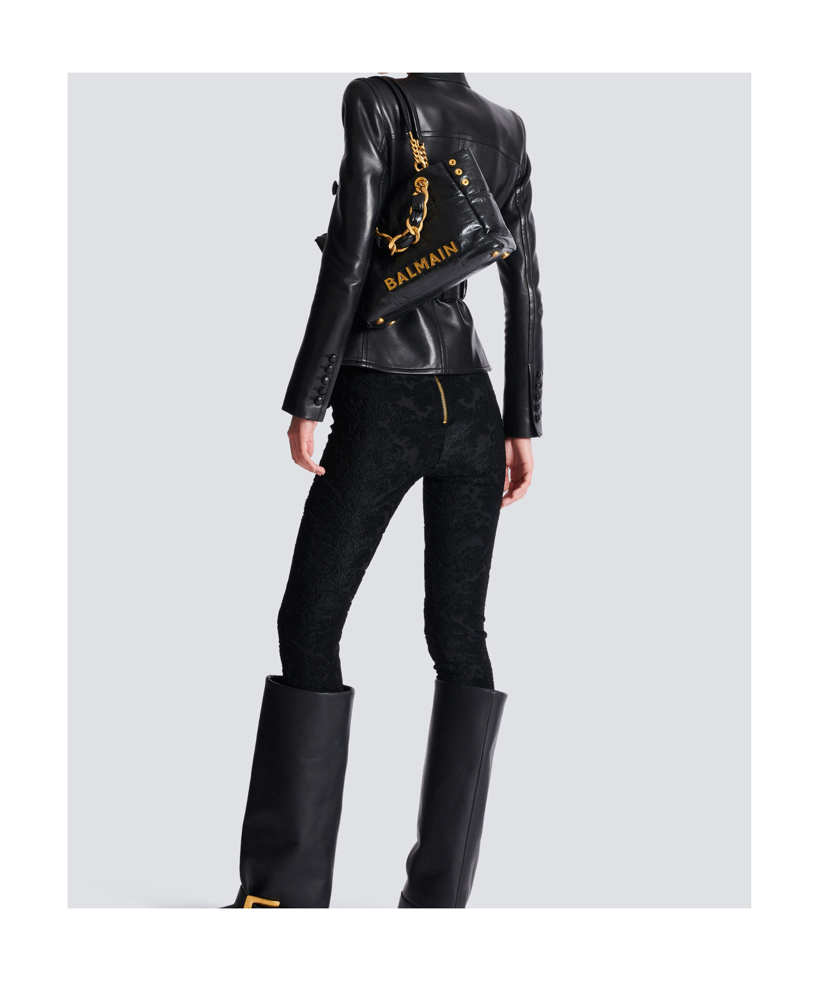 Balmain 1945 Soft Pb-monogrammed Crinkled Leather Tote Bag