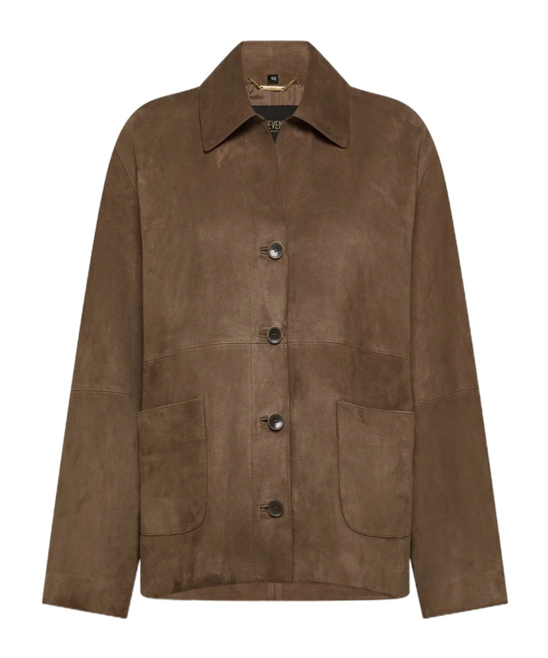 Seventy Suede Cropped Jacket In Green