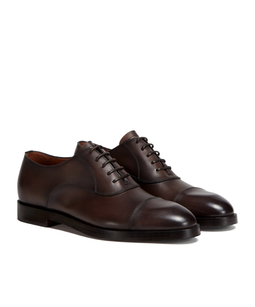 Zegna Torino Leather Oxford Shoes In Black