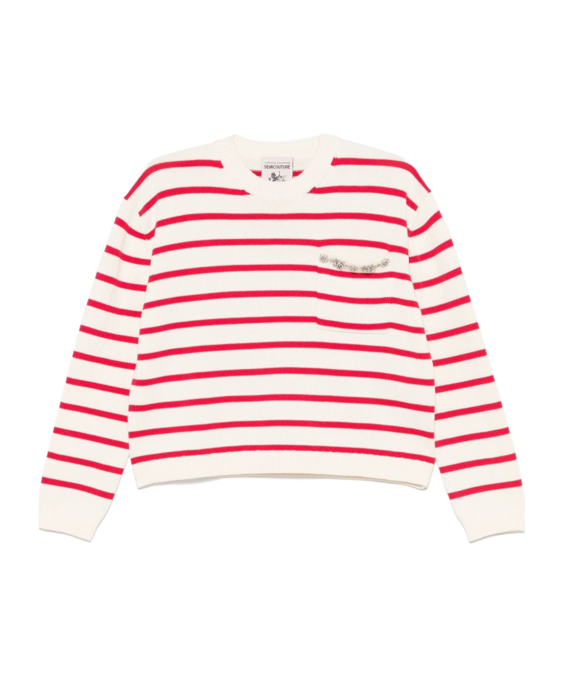 Shop Semicouture Striped Knitted Sweater In White