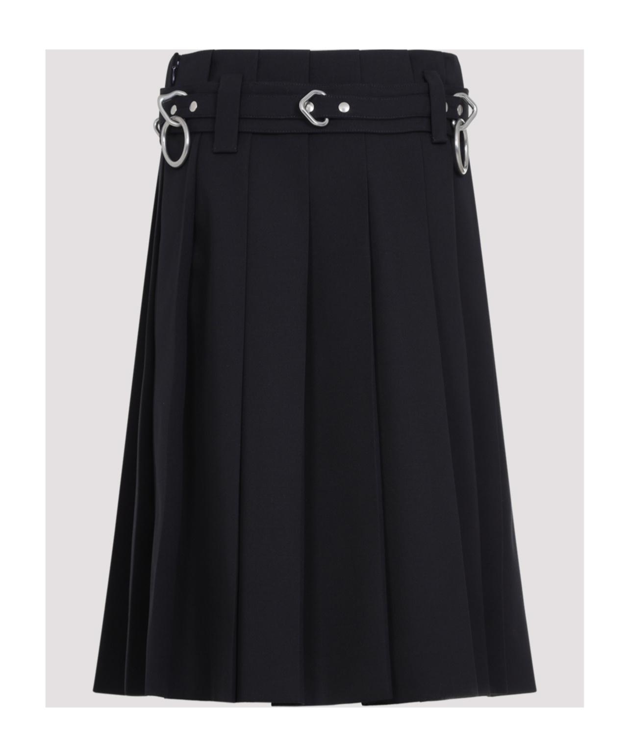 Prada Gabardine Pleated Midi Skirt In Blue