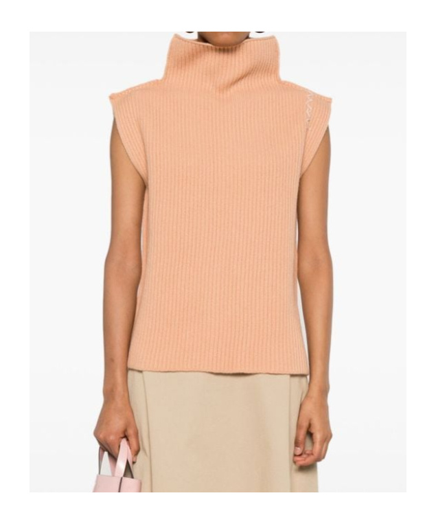 Marni Ribbed Wool Vest In Nude
