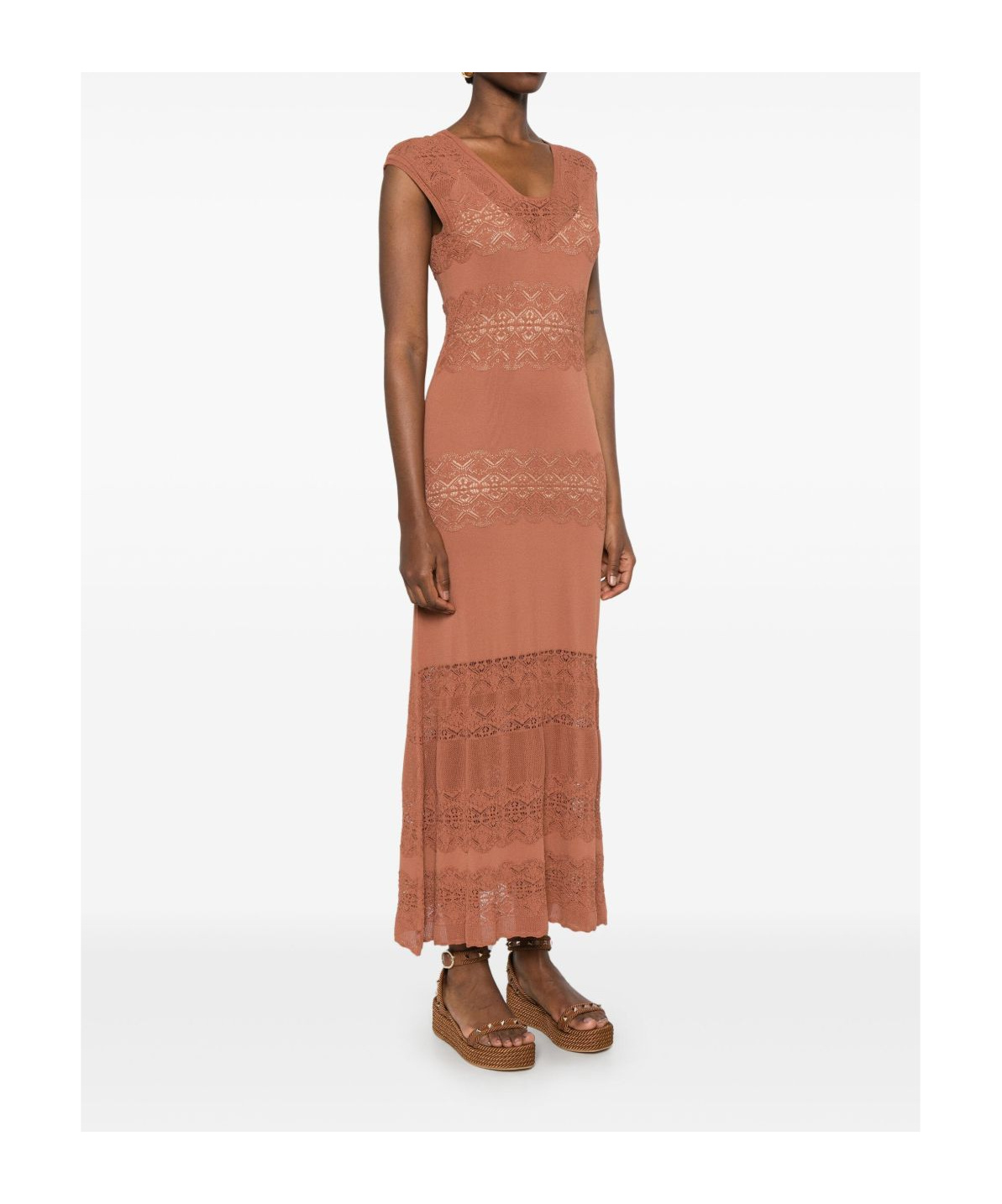 Twinset Twin-set Maxi Dress With Deep V-neckline