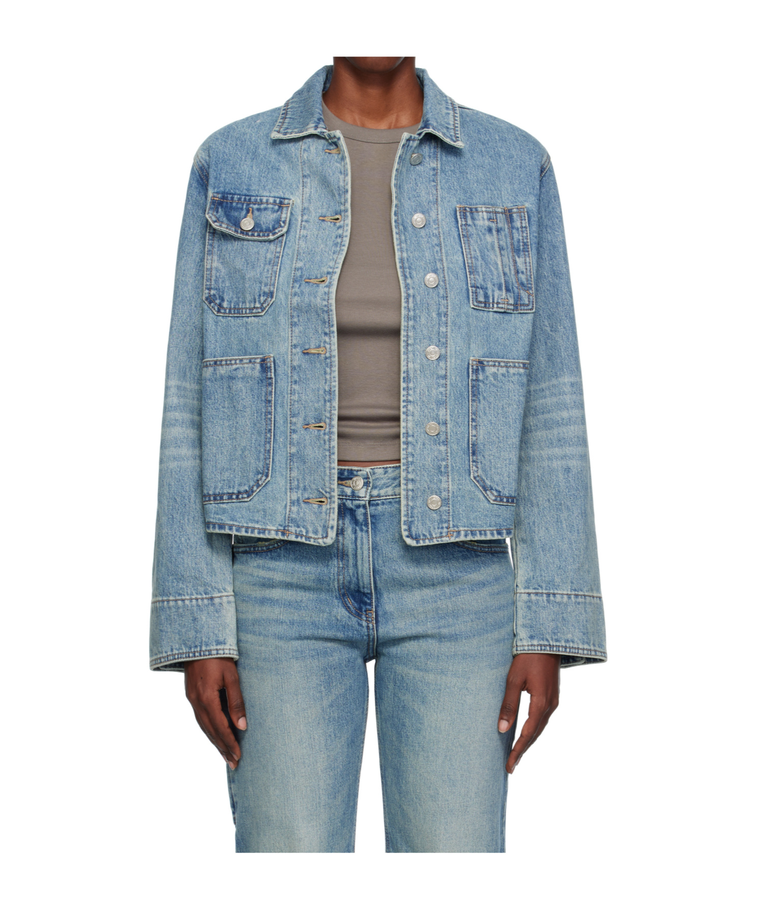 Open Yy Non-stretch Denim Jacket In Blue