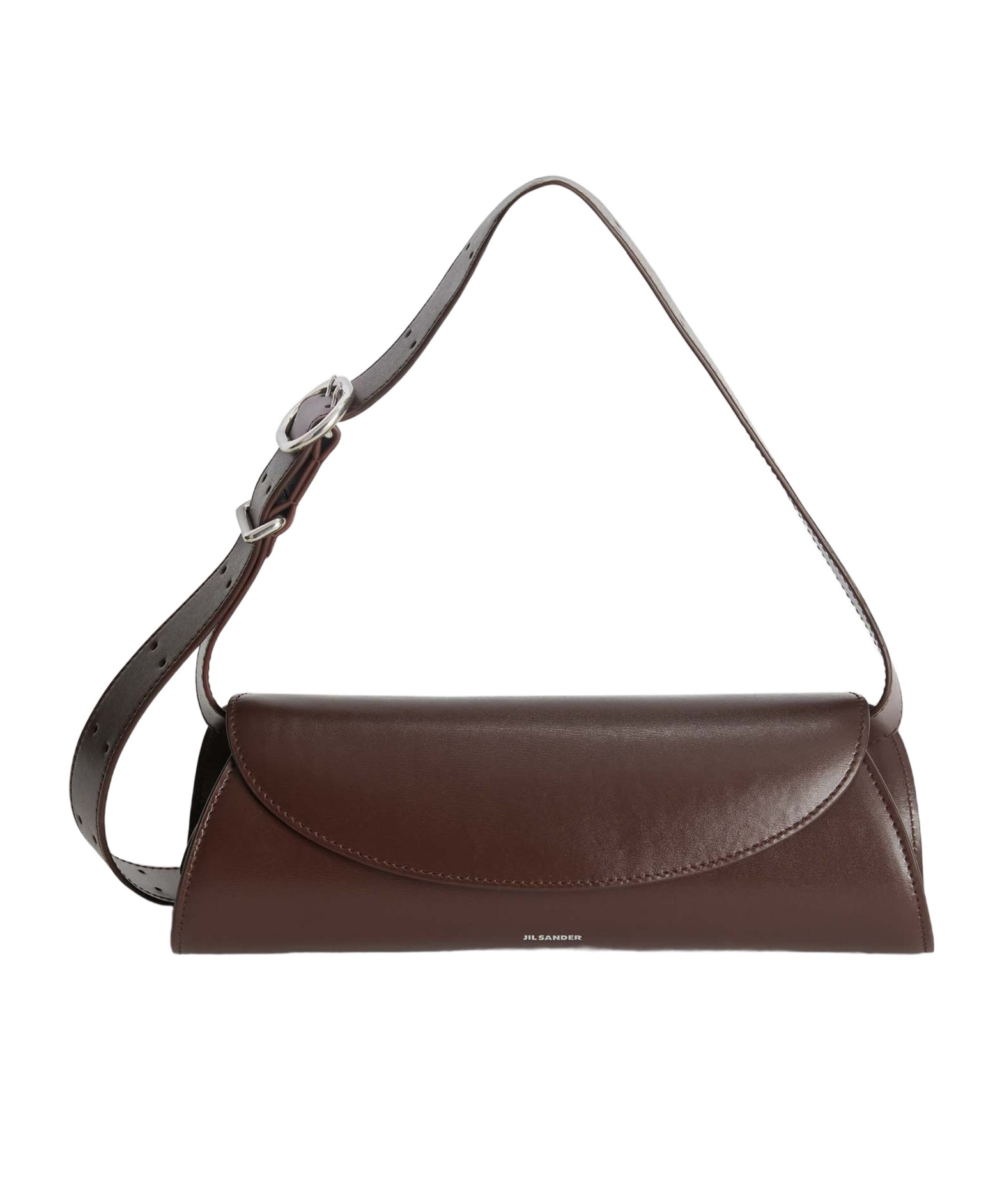 Jil Sander Cannolo Small Leather Trapeze Shoulder Bag In Brown