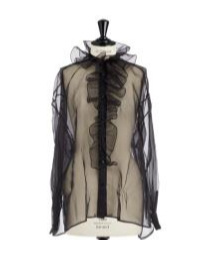 Dior Transparent Blouse With Removable Ruched Collar In Black
