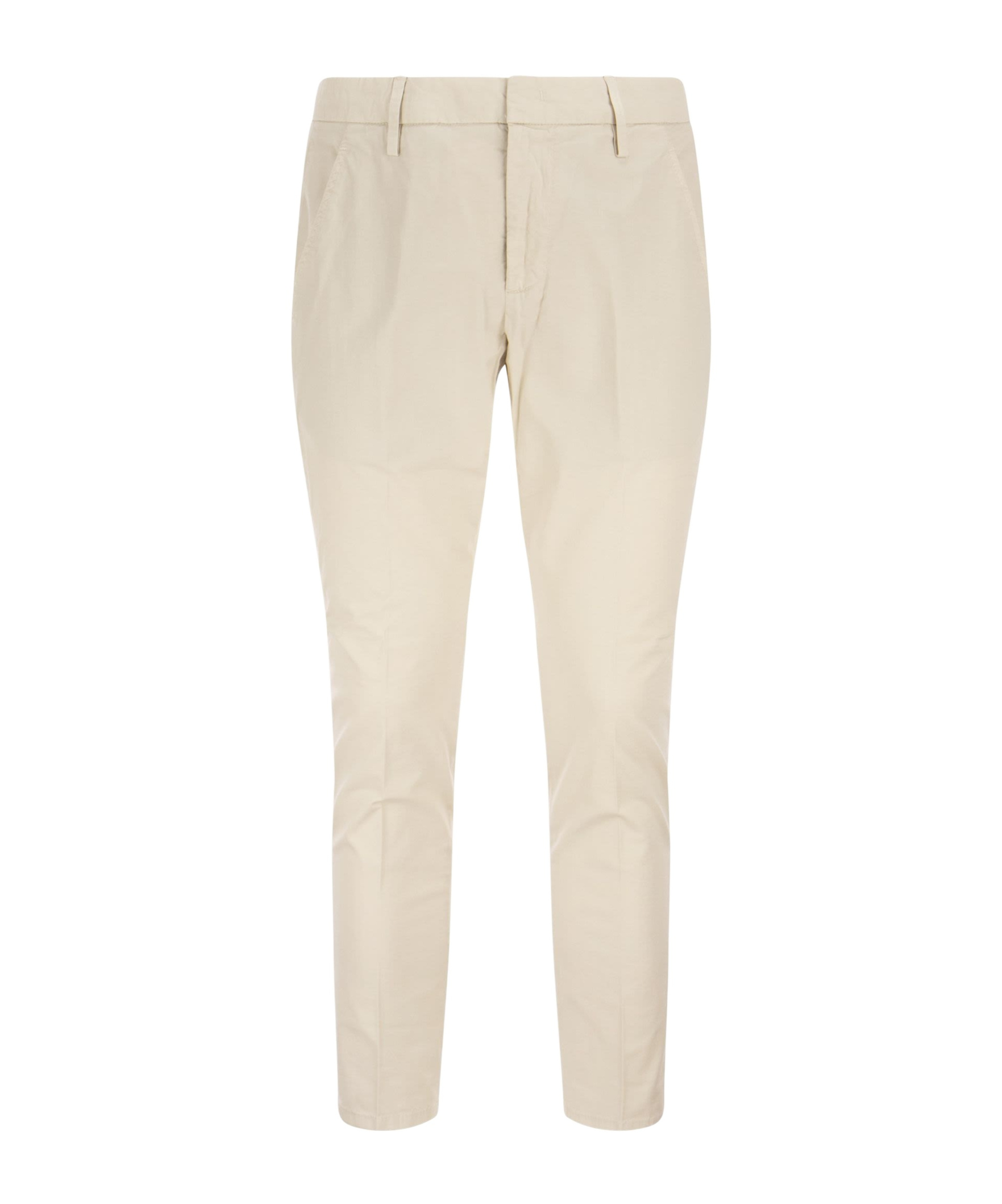 Dondup Alfredo - Slim-fit Cotton Trousers In Neutral