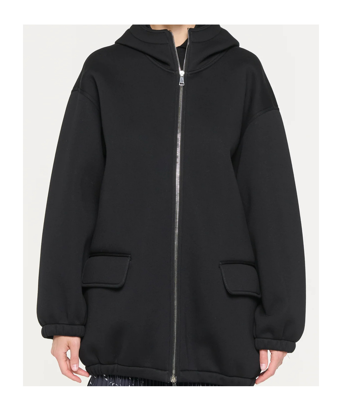 Plan C Black Scuba Hooded Jacket In Black