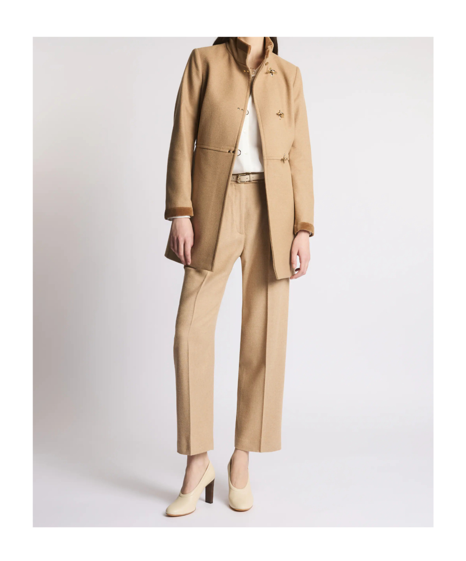 Fay Virginia Velvet-trimmed Coat In Brown