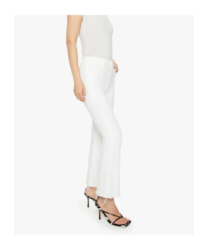 Mother Frayed Detail Trousers In White