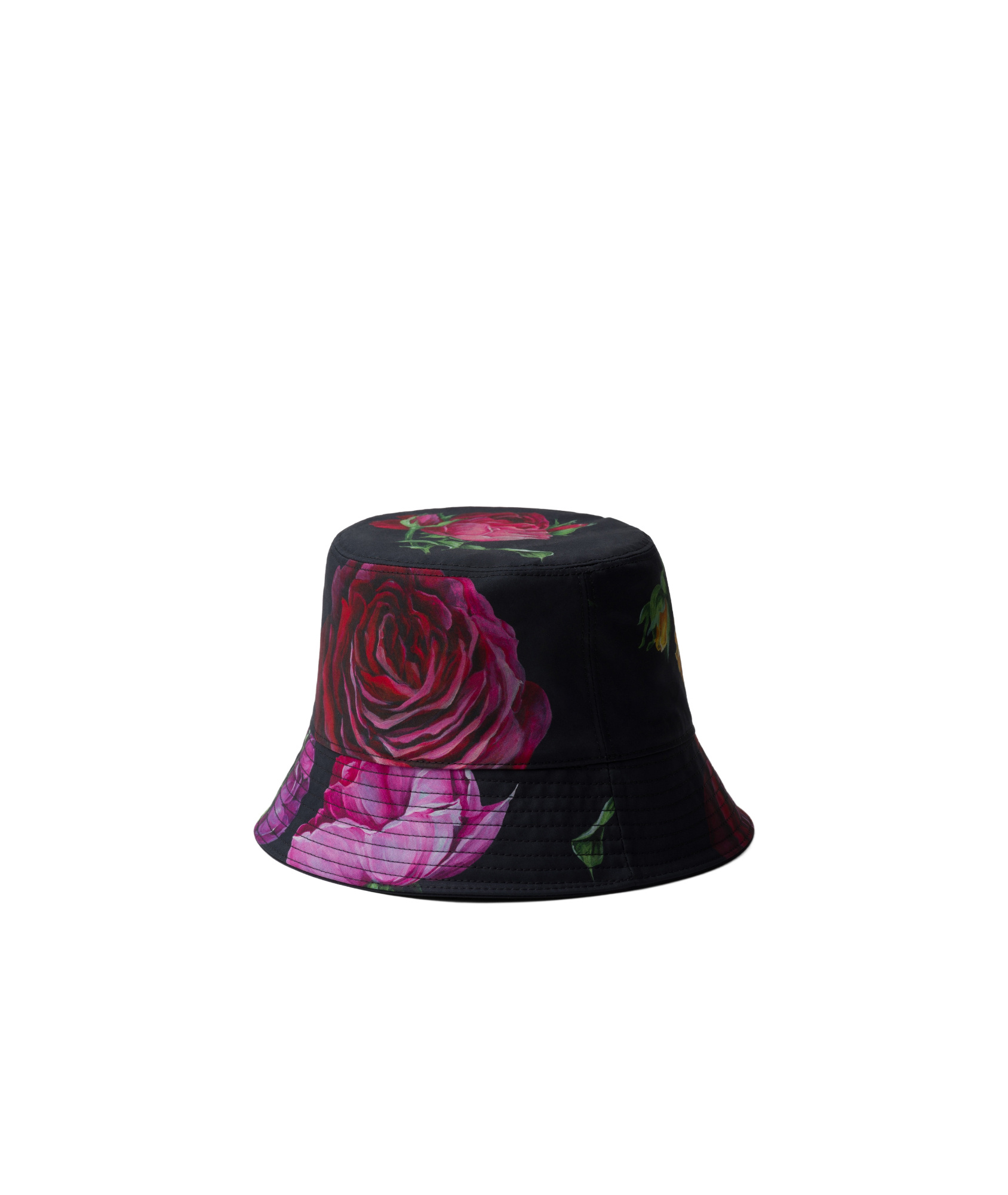 Prada Reversible Printed Cotton Bucket Hat In Black