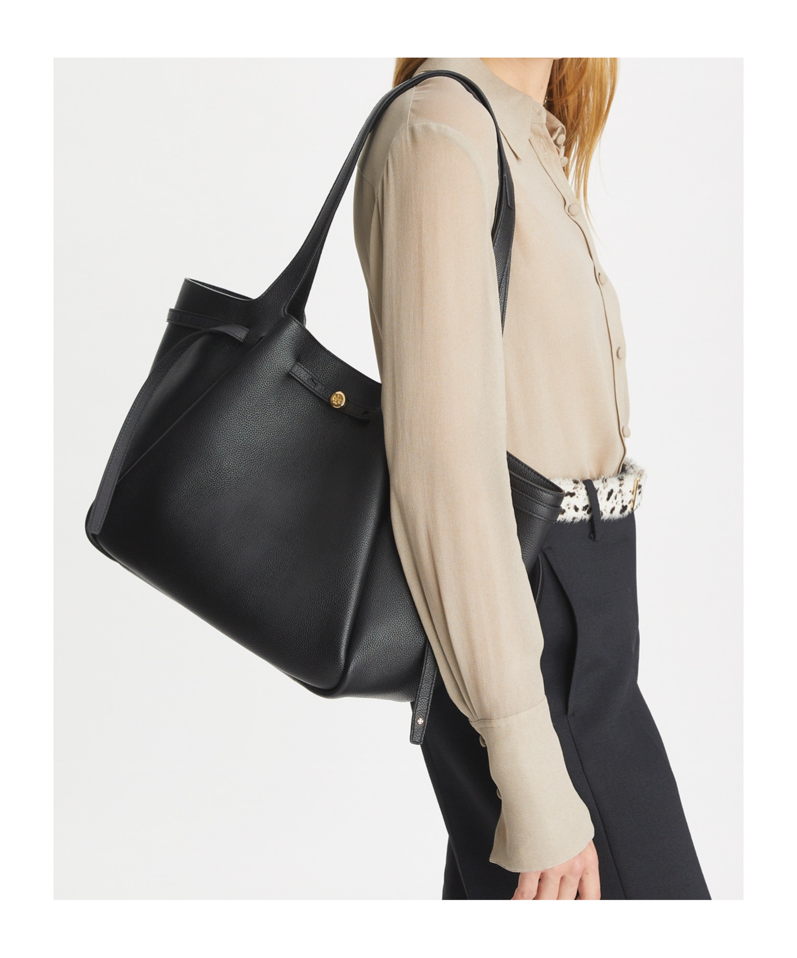 Tory Burch Romy Shopping Bag In Black