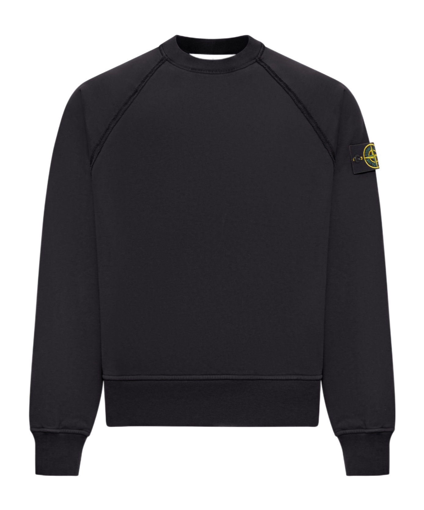 Stone Island Crew Neck Sweatshirt In Organic Brushed Cotton In Black