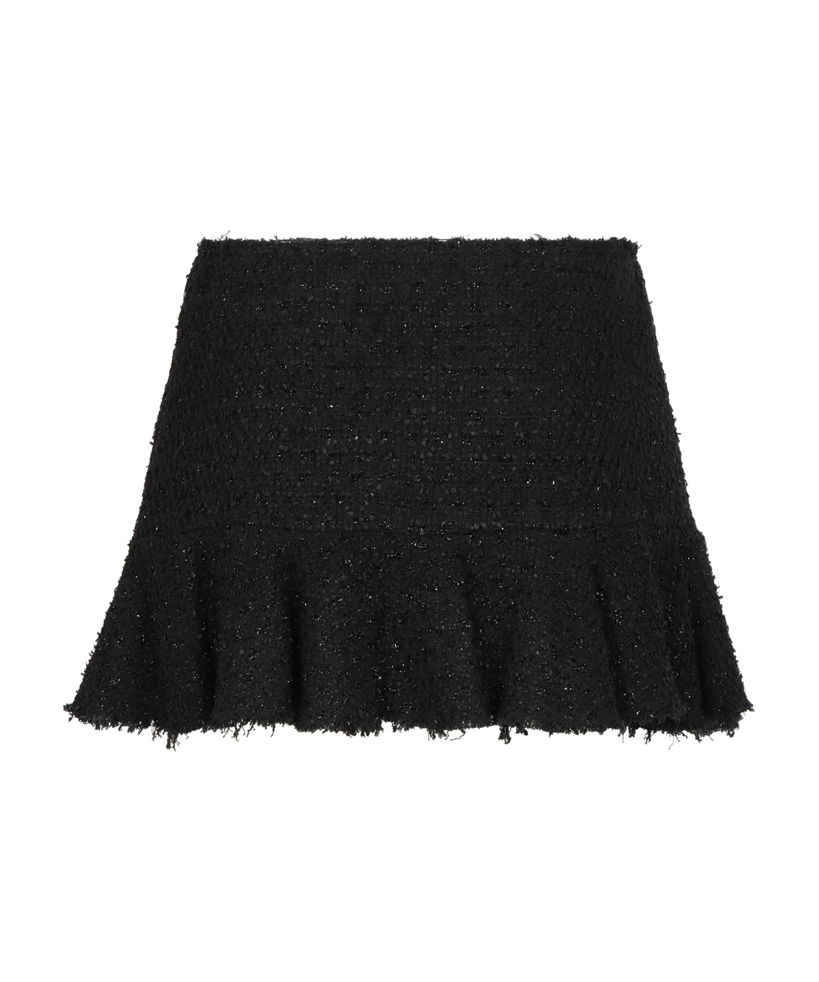 Blumarine Bouclé Knit Lurex Skirt With Frayed Hem In Black