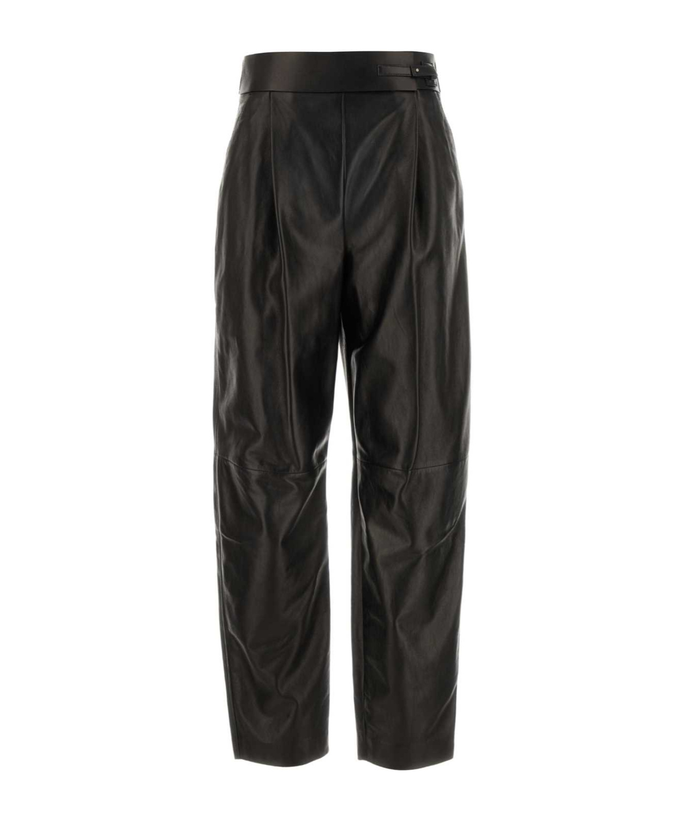 Giorgio Armani Black Leather Pant In Black