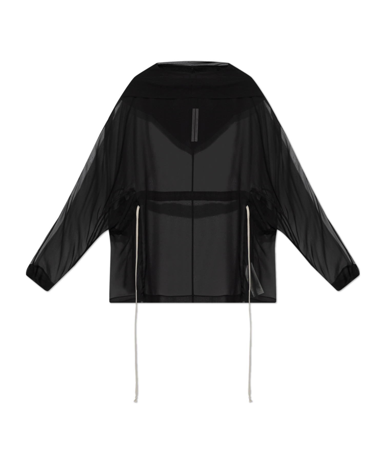 Rick Owens Semi-sheer Silk Hoodie In Black