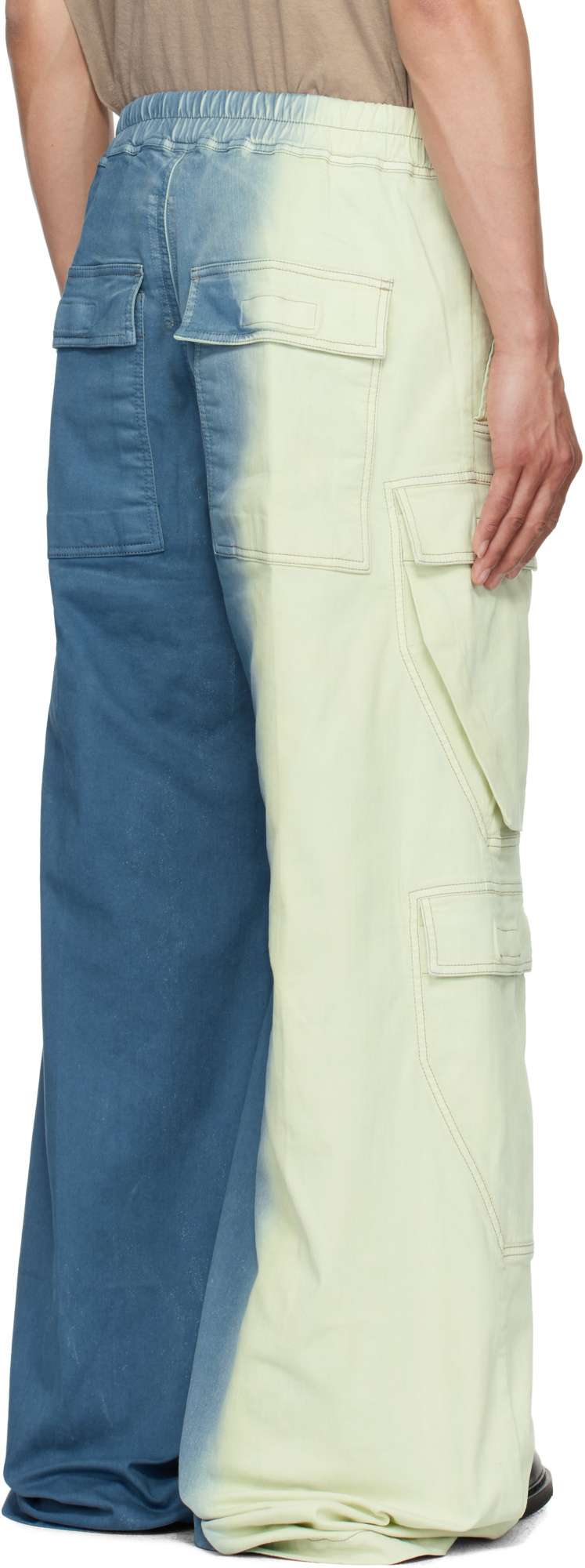 Rick Owens Drkshdw Elastic Waist Denim Overalls In Gray/blue