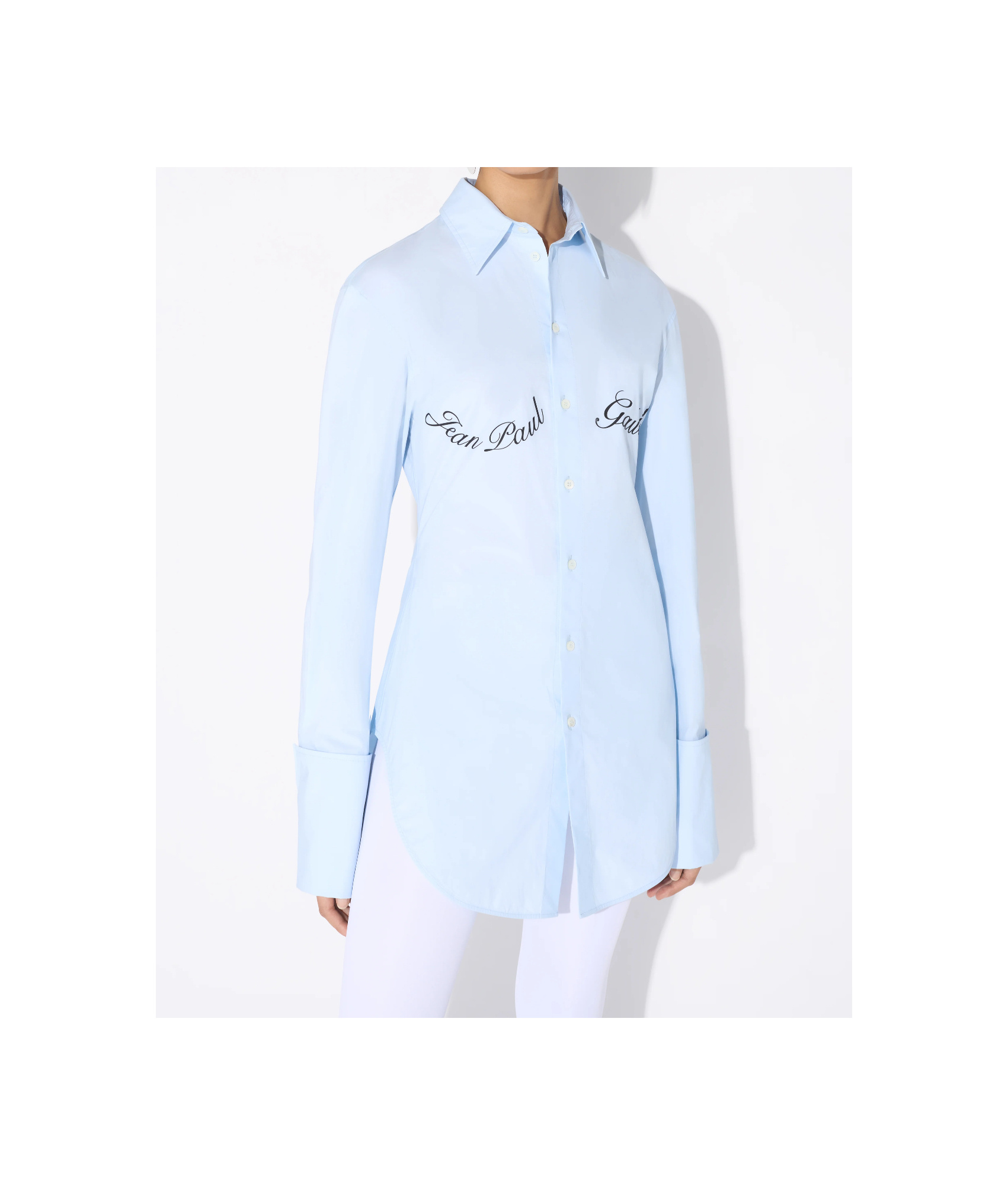 Jean Paul Gaultier Underboob Transfer Print Shirt For Women In Blue