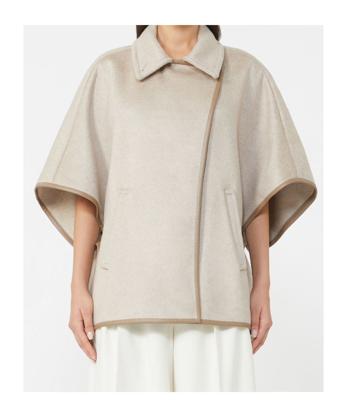 Max Mara Cashmere Zibeline Cape In Neutral
