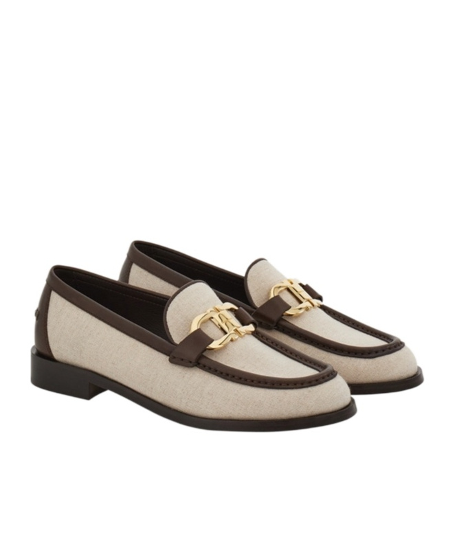 Ferragamo Slip-ons With Contrast Trim And Gold-tone Hardware In Pink