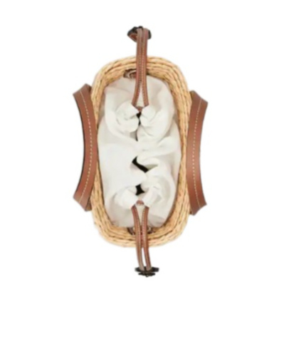 Roger Vivier Mini Shoulder Bag With Raffia Body In Brown