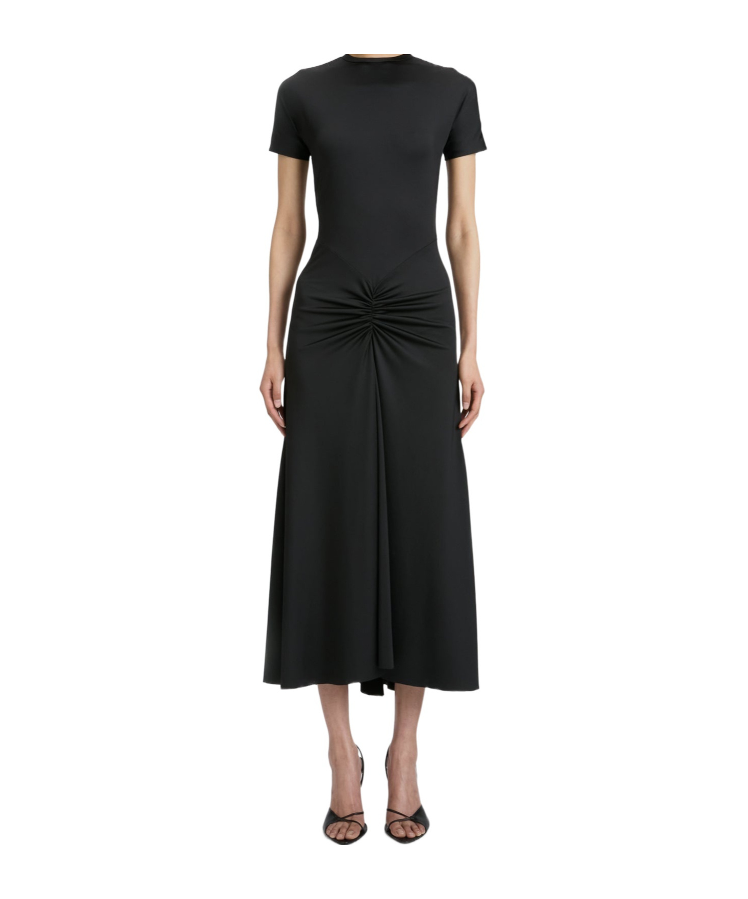 Victoria Beckham Gathered Waist Midi Dress In Black