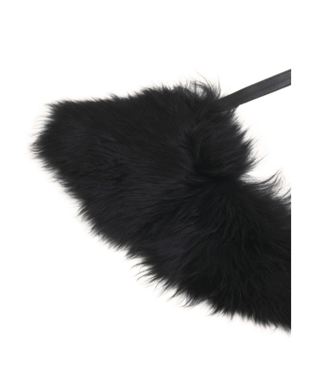 Marni Shearling Leather-tie Collar In Black