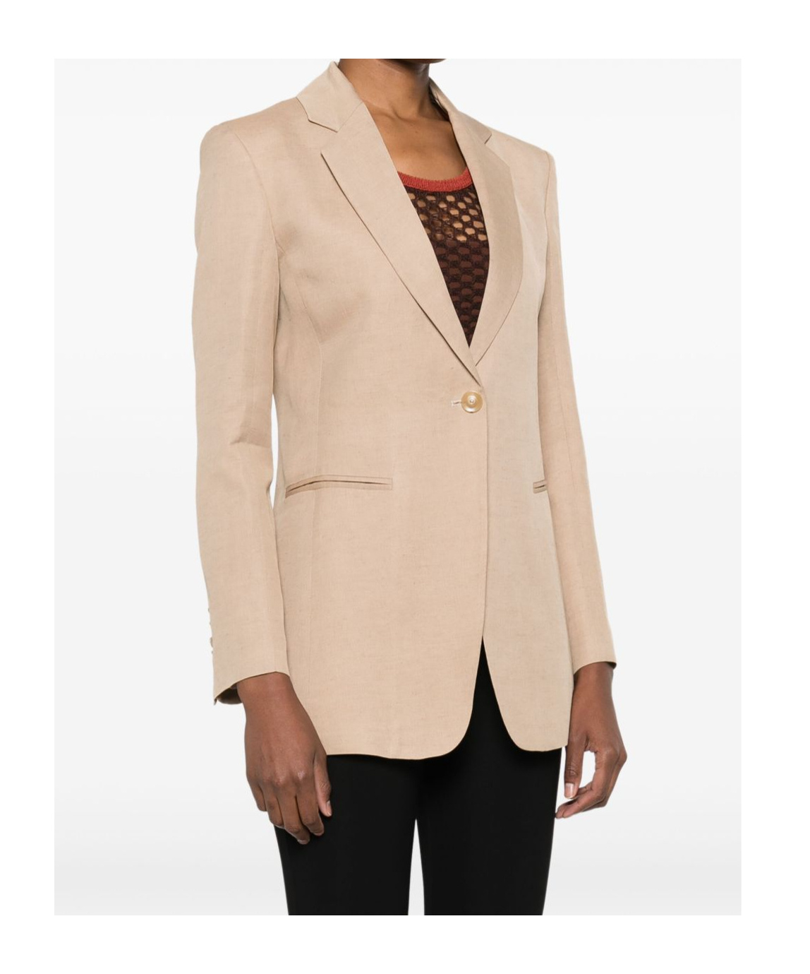 Dondup Beige Single-breasted Linen Blazer