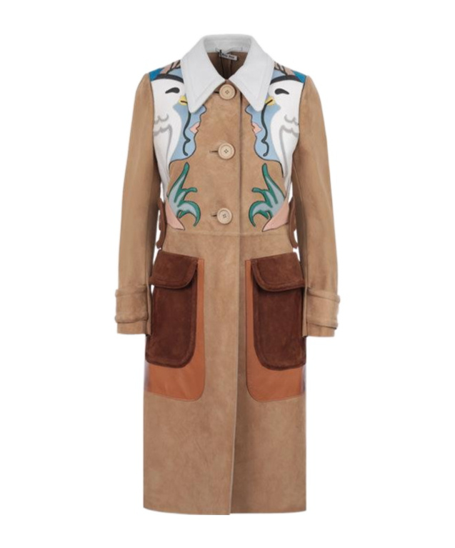 Miu Miu Long-sleeved Coat In Multi