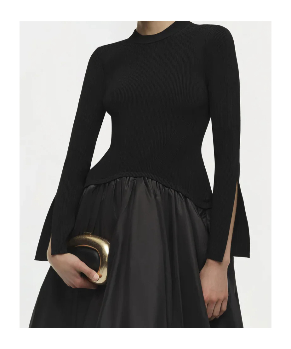 Simkhai Kenlie Stand-up Collar Midi Dress In Black