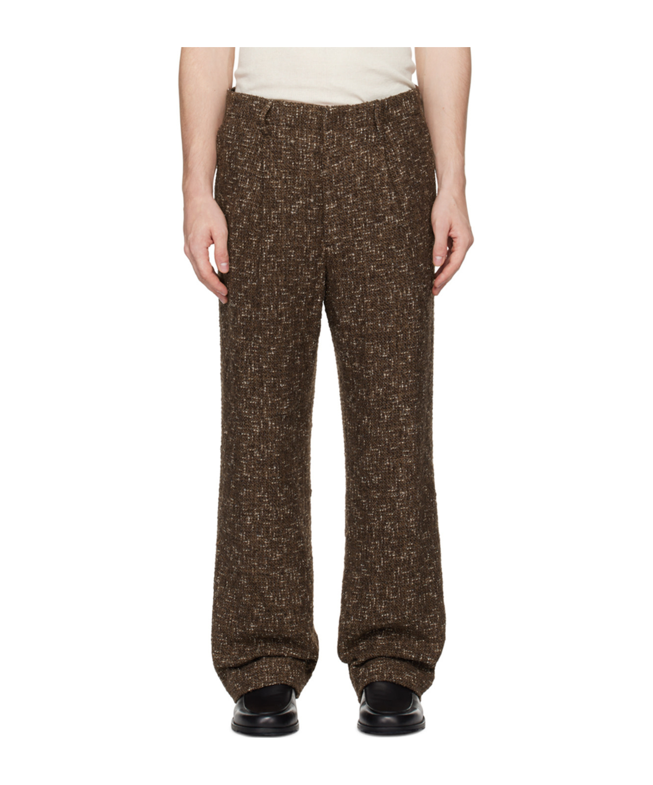 Auralee Brown Homespun Tweed Trousers In Multicolor