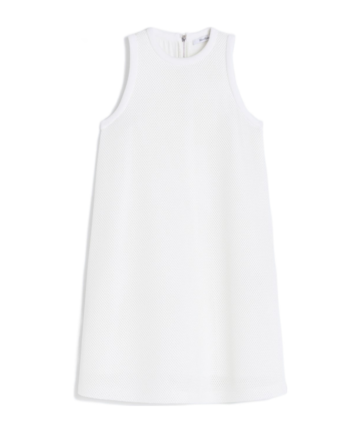 Max Mara Flared Technical Mesh Dress In White