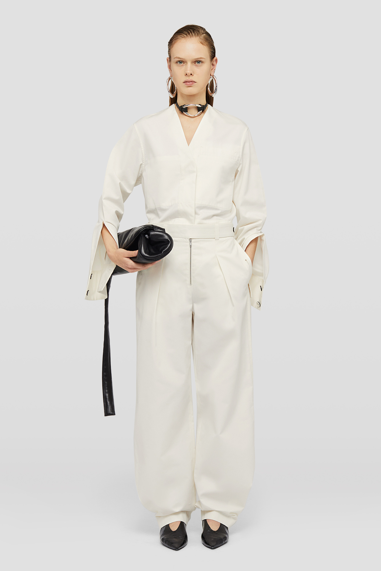 Shop Jil Sander Trousers In White