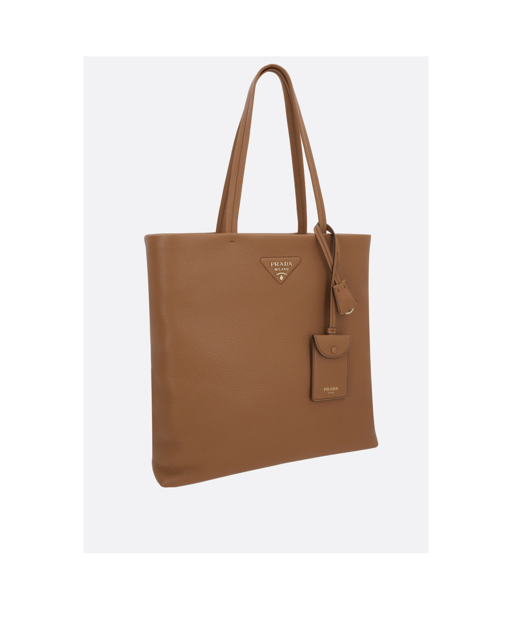 Prada Tote Bag Leather Double Handles In Brown